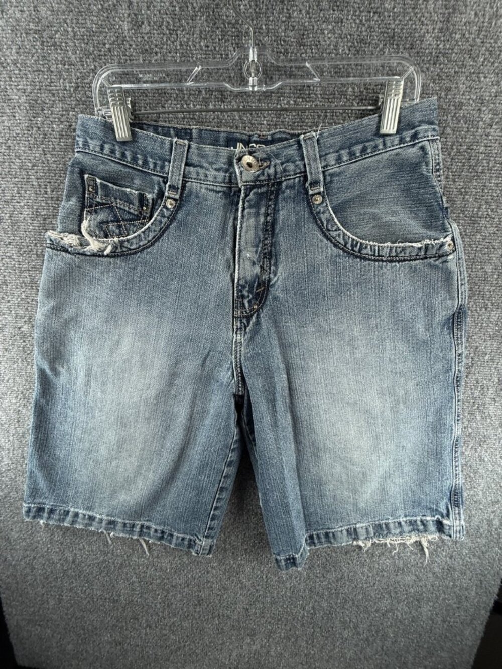 JNCO Carson Jeans Shorts Denim Jorts Blue Zip Fly 31 Men Urban Y2K ACTL 30X12